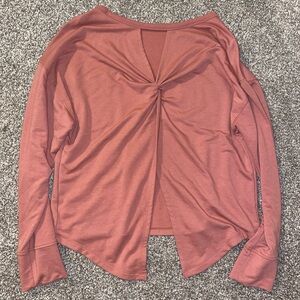 pink long sleeve with cross over back